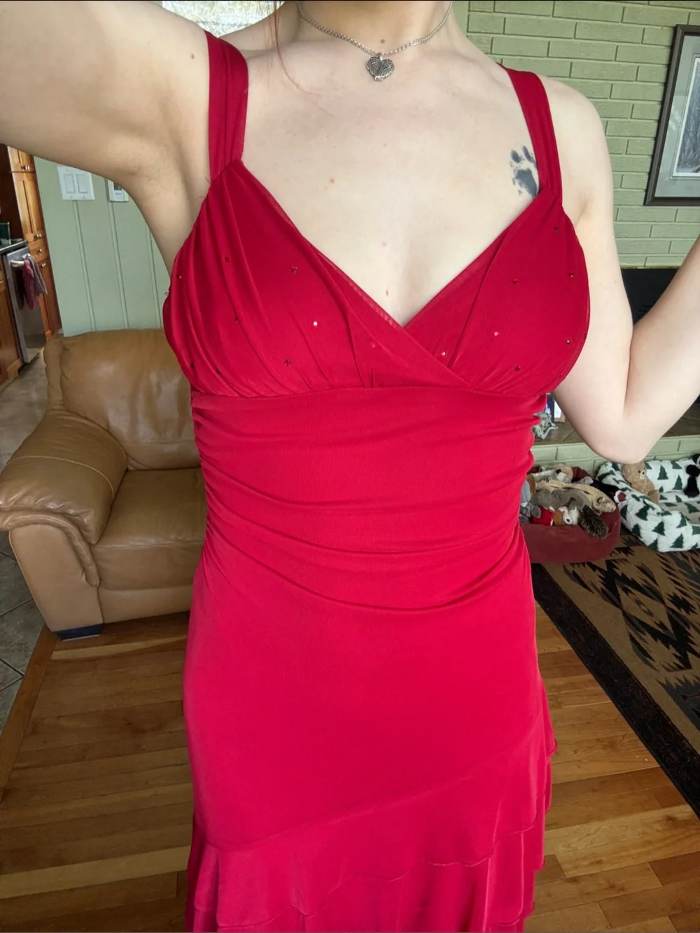 Taboo Red Ruched High-Low Formal Dress - Picture 3 of 4